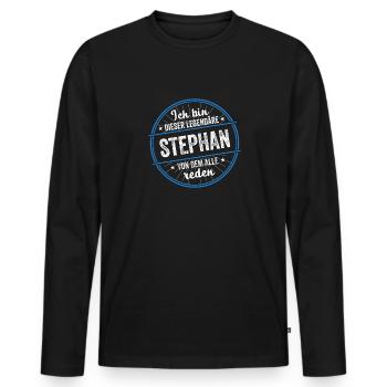 Ich bin dieser legendärer Stephan Name - Männer Premium Bio Langarmshirt - Schwarz - Vorne - Nico (187cm)