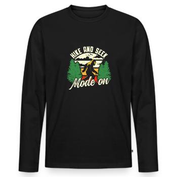 Bigfoot Party Supplies Hike And Seek Mode On - Men's Premium Organic Long Sleeve Shirt - black - Front - Nico (187cm)