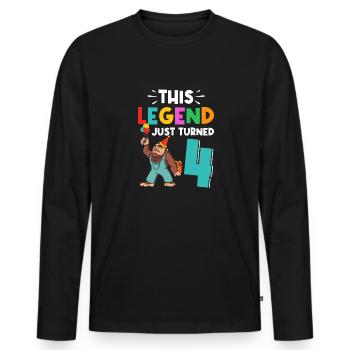 Bigfoot Party Supplies This Legend Just Turned 4 - Men's Premium Organic Long Sleeve Shirt - black - Front - Nico (187cm)