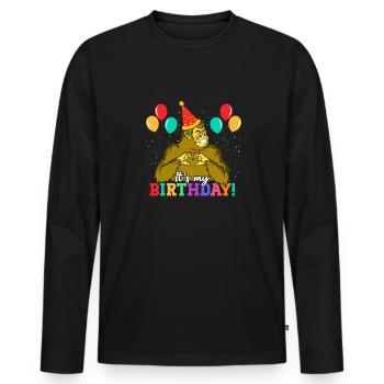Bigfoot Party Supplies C’est mon anniversaire - T-shirt manches longues Premium bio Homme - noir - Devant - Nico (187cm)