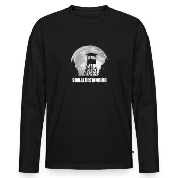 Stand de chasseur à distance sociale hobby hunter nature - T-shirt manches longues Premium bio Homme - noir - Devant - Nico (187cm)