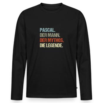 Pascal der Mann der Mythos die Legende - Männer Premium Bio Langarmshirt - Schwarz - Vorne - Nico (187cm)