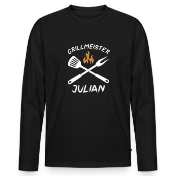 Grillmeister Julian - Männer Premium Bio Langarmshirt - Schwarz - Vorne - Nico (187cm)