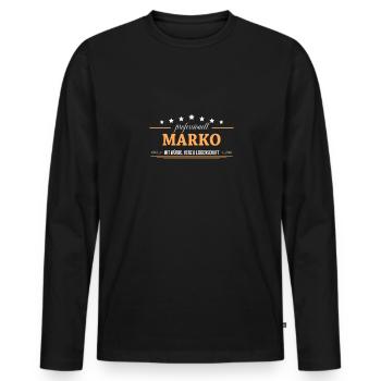 Professionell Marko Name Vorname - Männer Premium Bio Langarmshirt - Schwarz - Vorne - Nico (187cm)