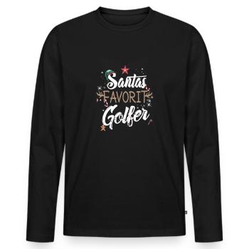 Santa's Favorite Golf Player Ugly Christmas Sweater - Men's Premium Organic Long Sleeve Shirt - black - Front - Nico (187cm)