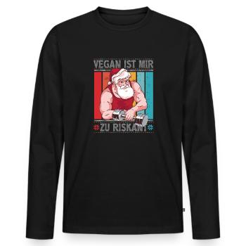 Vegan Ist Mir Zu Riskant Weihnachten Heiligabend - Männer Premium Bio Langarmshirt - Schwarz - Vorne - Nico (187cm)