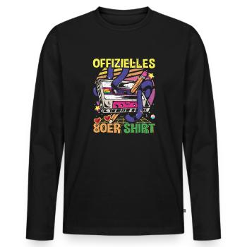 80 Girl 80er Mottoparty Offizielles 80er Shirt - Männer Premium Bio Langarmshirt - Schwarz - Vorne - Nico (187cm)