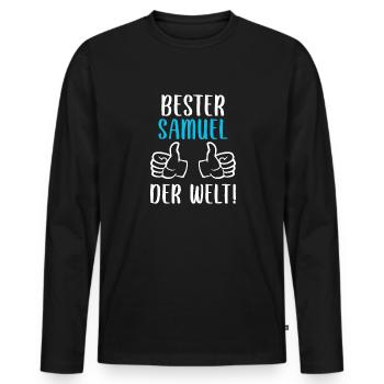 Samuel Vorname Name Geburtstag - Männer Premium Bio Langarmshirt - Schwarz - Vorne - Nico (187cm)