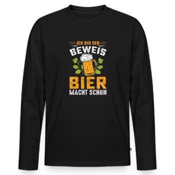 Ich Bin Der Beweis Bier Macht Schön - Männer Premium Bio Langarmshirt - Schwarz - Vorne - Nico (187cm)