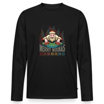 Merry Mixmas DJ Christmas vinyl Party Santa UGLY - T-shirt manches longues Premium bio Homme - noir - Devant - Nico (187cm)