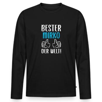 Mirko Vorname Name Geburtstag - Männer Premium Bio Langarmshirt - Schwarz - Vorne - Nico (187cm)