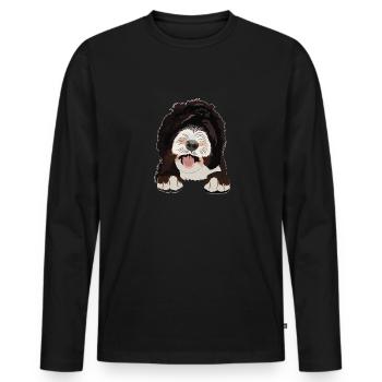 Sheepadoodle Dog Gift - Men's Premium Organic Long Sleeve Shirt - black - Front - Nico (187cm)