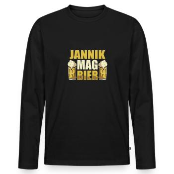 Jannik mag Bier Name Geburtstag - Männer Premium Bio Langarmshirt - Schwarz - Vorne - Nico (187cm)