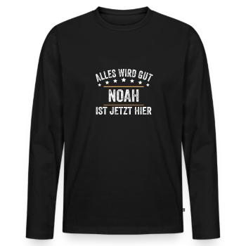 Noah Vorname Name Geburtstag - Männer Premium Bio Langarmshirt - Schwarz - Vorne - Nico (187cm)