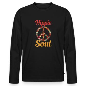 hippie seele - Männer Premium Bio Langarmshirt - Schwarz - Vorne - Nico (187cm)