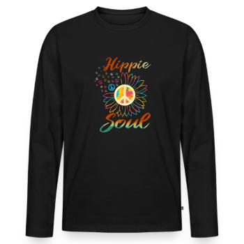 hippie seele - Männer Premium Bio Langarmshirt - Schwarz - Vorne - Nico (187cm)
