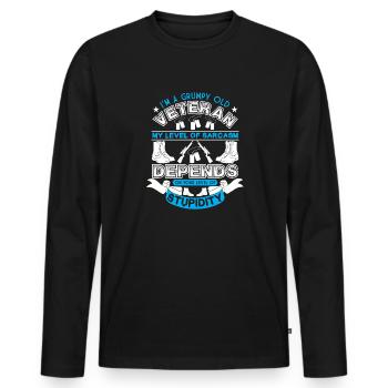 Ich Bin Ein Mürrischer Alter Veteran, Mein Niveau - T-shirt manches longues Premium bio Homme - noir - Devant - Nico (187cm)
