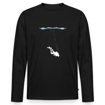 Scuba divers underwater with air bubbles - Men's Premium Organic Long Sleeve Shirt - black - Front - Nico (187cm)