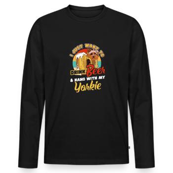 Yorkshire Terrier Yorkie Hund Geschenk - Männer Premium Bio Langarmshirt - Schwarz - Vorne - Nico (187cm)