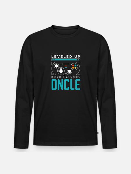 Leveled Up to Oncle Gamer Uncle Gaming Tio Family - Men's Premium Organic Long Sleeve Shirt - black
