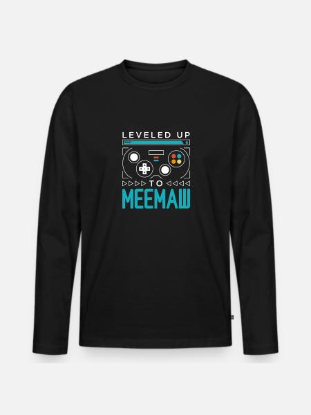 Leveled Up to Meemaw Gamer Grandma Gaming Grandmom - Men's Premium Organic Long Sleeve Shirt - black