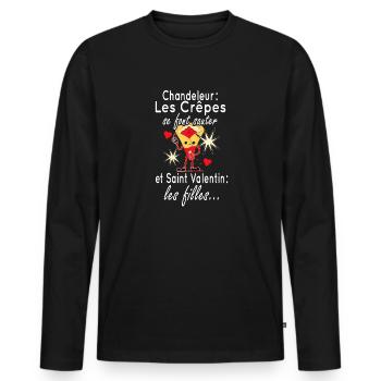 st valentin homme beauf humour - T-shirt manches longues Premium bio Homme - noir - Devant - Nico (187cm)