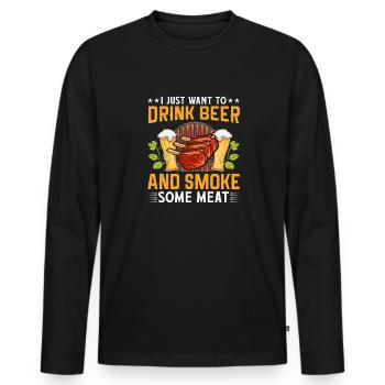 Grilling Beer - Men's Premium Organic Long Sleeve Shirt - black - Front - Nico (187cm)