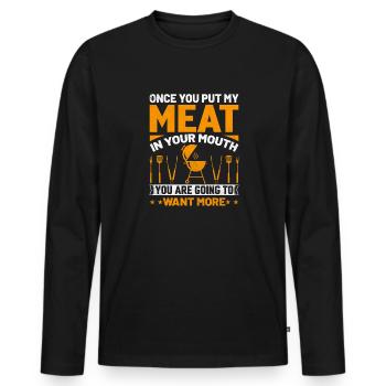 Griller - T-shirt manches longues Premium bio Homme - noir - Devant - Nico (187cm)