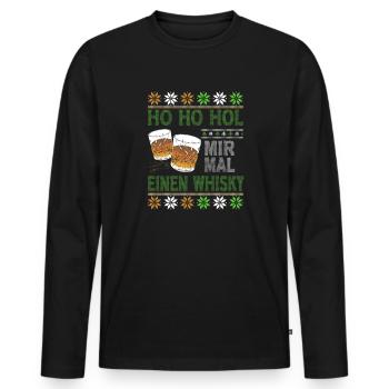 Ho Ho Hol Mir Mal Einen Whisky Ugly Christmas - Männer Premium Bio Langarmshirt - Schwarz - Vorne - Nico (187cm)