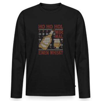 Ho Ho Hol Mir Mal Einen Whisky Ugly Christmas - Männer Premium Bio Langarmshirt - Schwarz - Vorne - Nico (187cm)