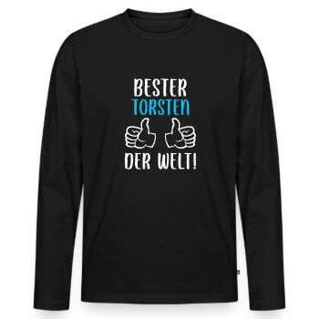 Torsten Vorname Name Geburtstag - Männer Premium Bio Langarmshirt - Schwarz - Vorne - Nico (187cm)
