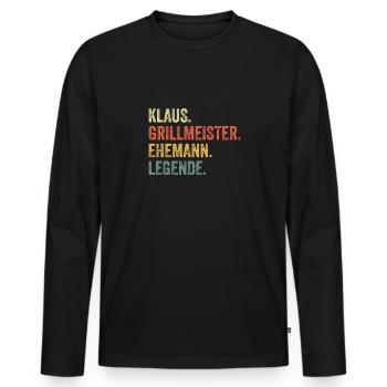 Klaus Grillmeister Ehemann Vorname Grillen - Männer Premium Bio Langarmshirt - Schwarz - Vorne - Nico (187cm)