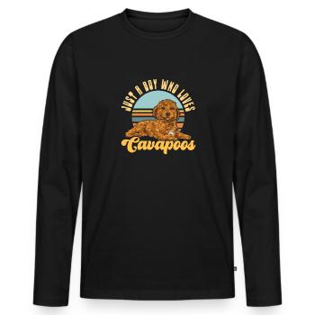 Cavapoo Cavoodle Capoodle Chien - T-shirt manches longues Premium bio Homme - noir - Devant - Nico (187cm)