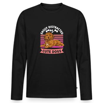 Cavapoo Cavoodle Capoodle Chien - T-shirt manches longues Premium bio Homme - noir - Devant - Nico (187cm)