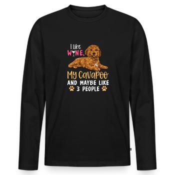 Cavapoo Cavoodle Capoodle Chien - T-shirt manches longues Premium bio Homme - noir - Devant - Nico (187cm)