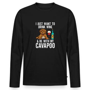 Cavapoo Cavoodle Capoodle Chien - T-shirt manches longues Premium bio Homme - noir - Devant - Nico (187cm)