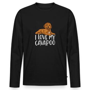 Cavapoo Cavoodle Capoodle Chien - T-shirt manches longues Premium bio Homme - noir - Devant - Nico (187cm)