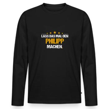 Lass das mal den Philipp machen Name - Männer Premium Bio Langarmshirt - Schwarz - Vorne - Nico (187cm)