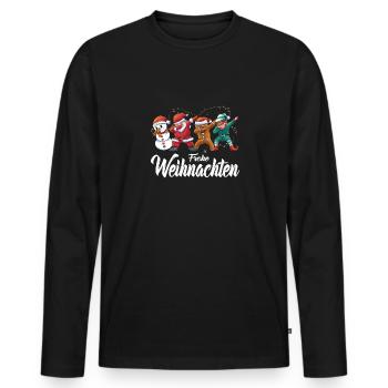 Dabbing Frohe Weihnachten Santa Elf Weihnachtsmann - Männer Premium Bio Langarmshirt - Schwarz - Vorne - Nico (187cm)