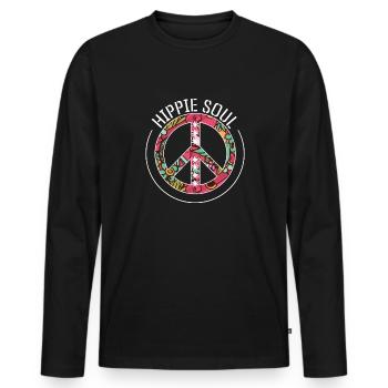 hippie seele - Männer Premium Bio Langarmshirt - Schwarz - Vorne - Nico (187cm)