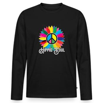 hippie seele - Männer Premium Bio Langarmshirt - Schwarz - Vorne - Nico (187cm)