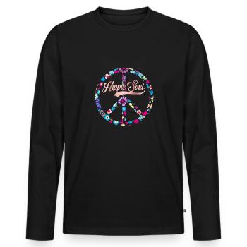 hippie seele - Männer Premium Bio Langarmshirt - Schwarz - Vorne - Nico (187cm)