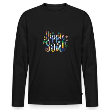hippie seele - Männer Premium Bio Langarmshirt - Schwarz - Vorne - Nico (187cm)