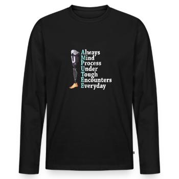 Leg surgery wheelchair lost leg - Men's Premium Organic Long Sleeve Shirt - black - Front - Nico (187cm)