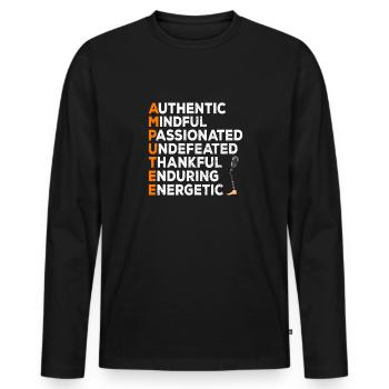 Leg surgery wheelchair lost leg - Men's Premium Organic Long Sleeve Shirt - black - Front - Nico (187cm)