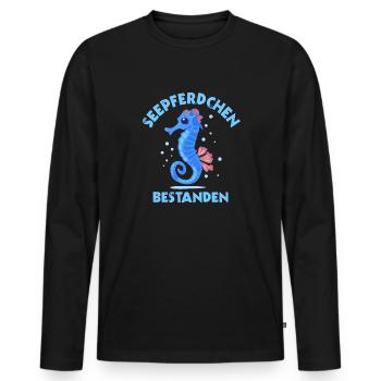 Insigne d’hippocampe Insigne de natation - T-shirt manches longues Premium bio Homme - noir - Devant - Nico (187cm)