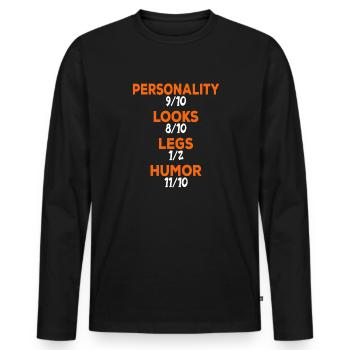 Leg surgery wheelchair lost leg - Men's Premium Organic Long Sleeve Shirt - black - Front - Nico (187cm)