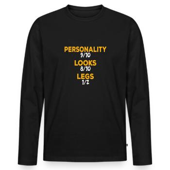 Leg surgery wheelchair lost leg - Men's Premium Organic Long Sleeve Shirt - black - Front - Nico (187cm)