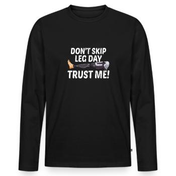 Leg surgery wheelchair lost leg - Men's Premium Organic Long Sleeve Shirt - black - Front - Nico (187cm)