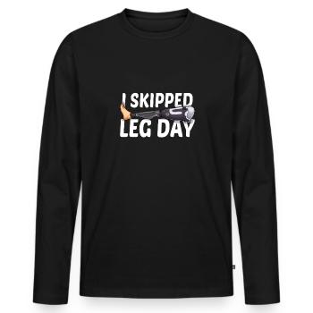 Leg surgery wheelchair lost leg - Men's Premium Organic Long Sleeve Shirt - black - Front - Nico (187cm)
